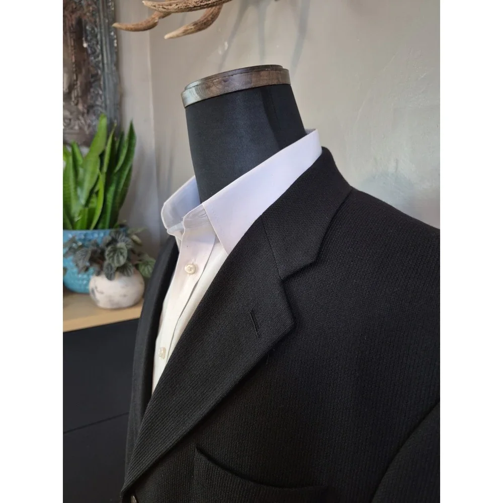 Lauren Ralph Lauren Mens Wool Sports Coat 44L Black 3 Button Blazer